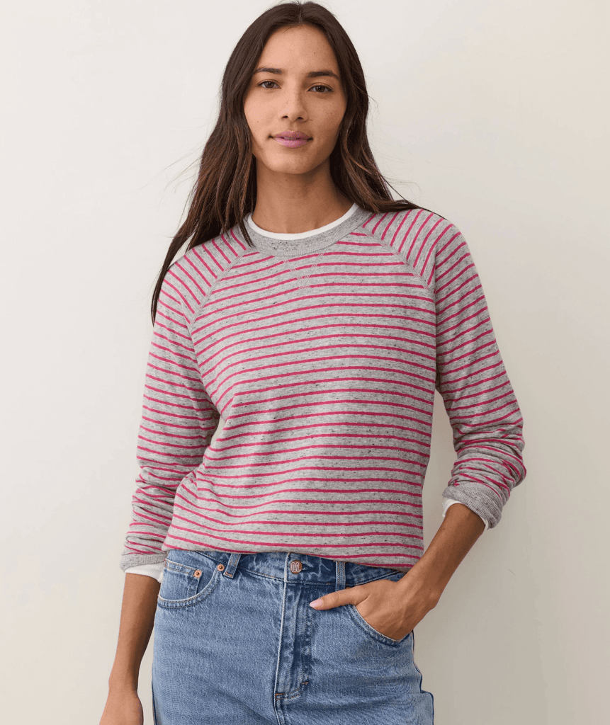 Marine Layer Reversible Raglan in Heather Grey/Pink - Unincorporated