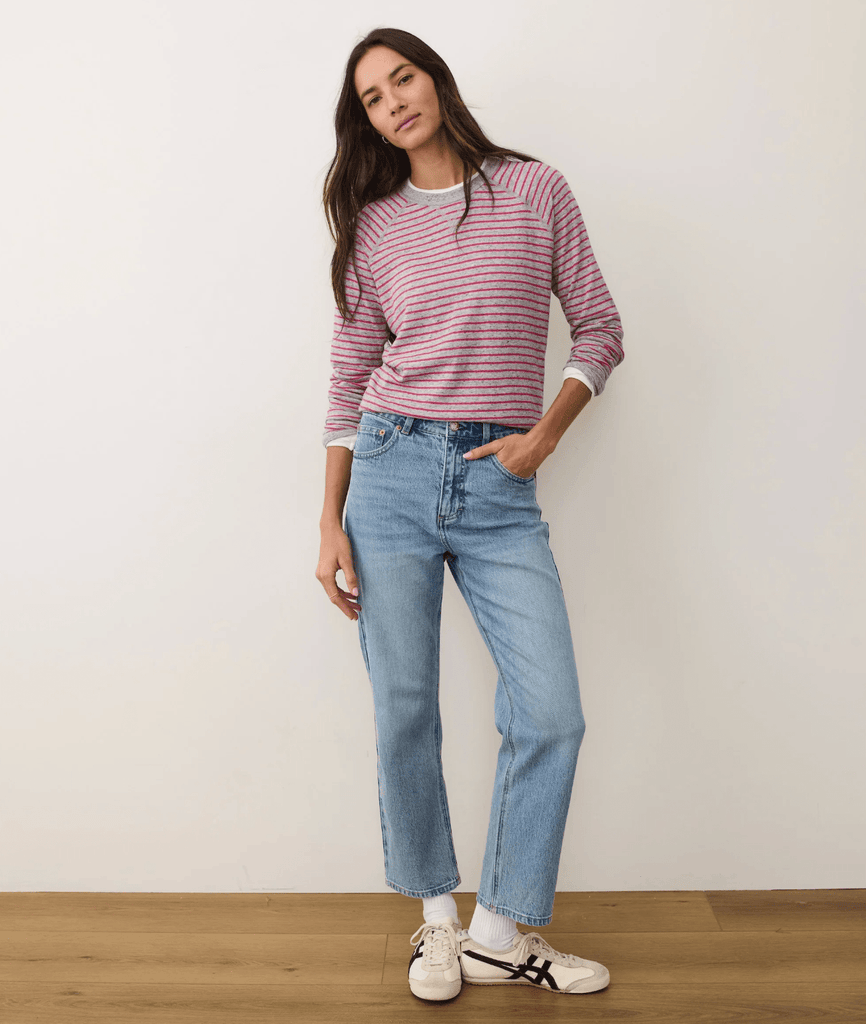 Marine Layer Reversible Raglan in Heather Grey/Pink - Unincorporated