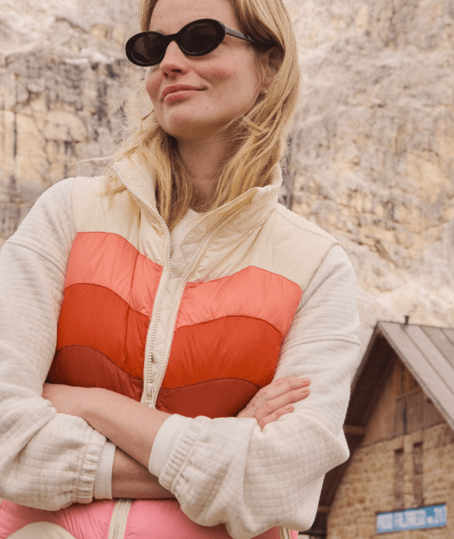 Marine Layer Sunset Puffer Vest in Warm Wave - Unincorporated