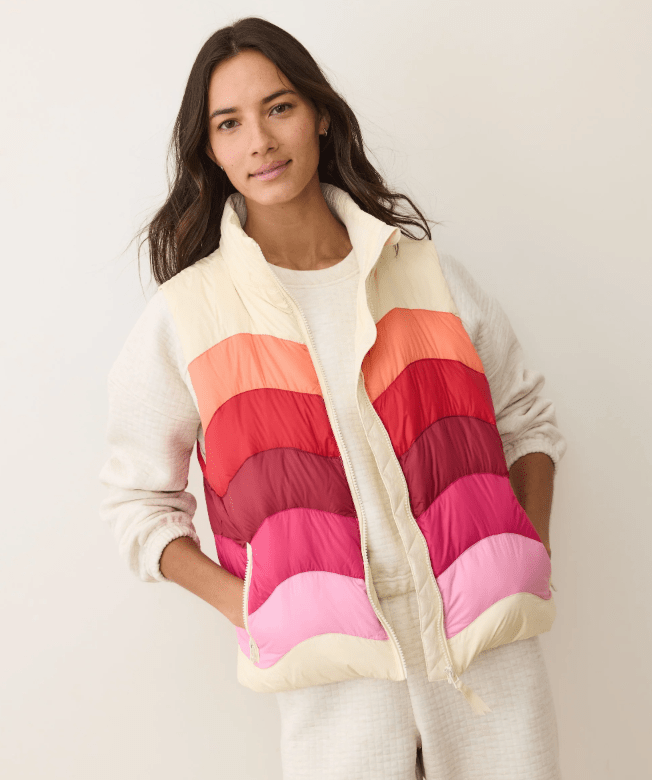 Marine Layer Sunset Puffer Vest in Warm Wave - Unincorporated