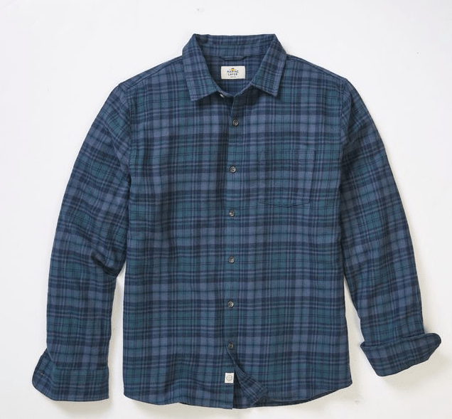 Marine Layer Tahoe Flannel Shirt in Green/Navy Plaid - Unincorporated
