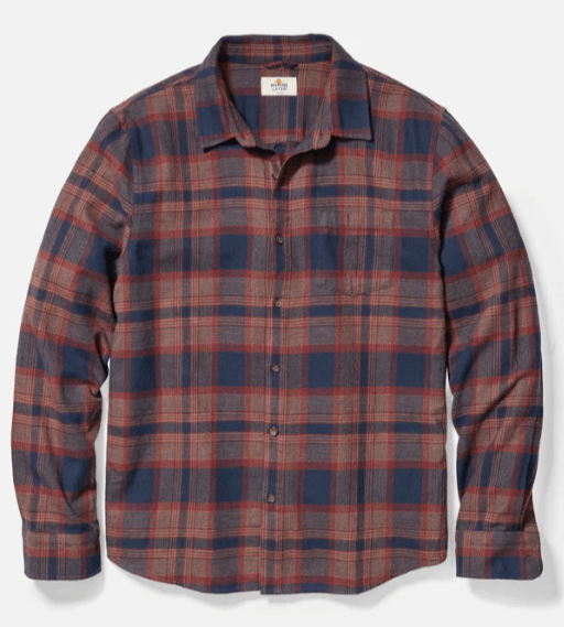 Marine Layer Tahoe Flannel Shirt in Navy/Burgundy Plaid - Unincorporated