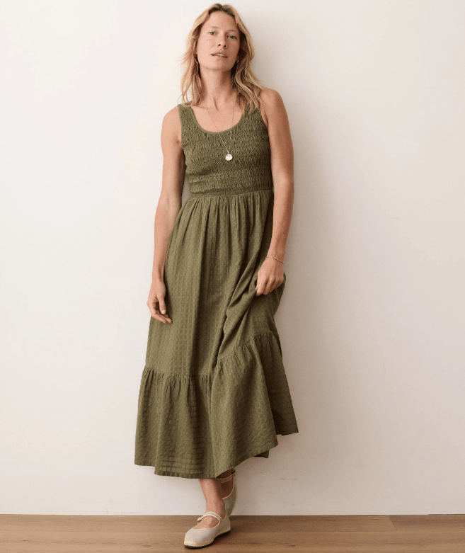 marine green dress Women's Mari Smocked | Evergreen Plaid Machine washable Amanda's Adventures in Sewing: Marine