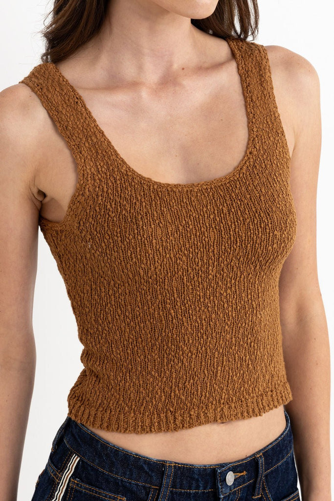 Rhythm Adele Scoop Neck Knit Top in Caramel - Unincorporated