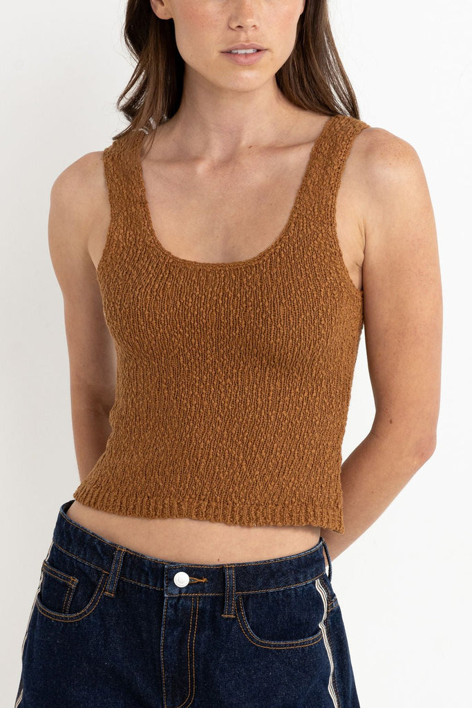 Rhythm Adele Scoop Neck Knit Top in Caramel - Unincorporated