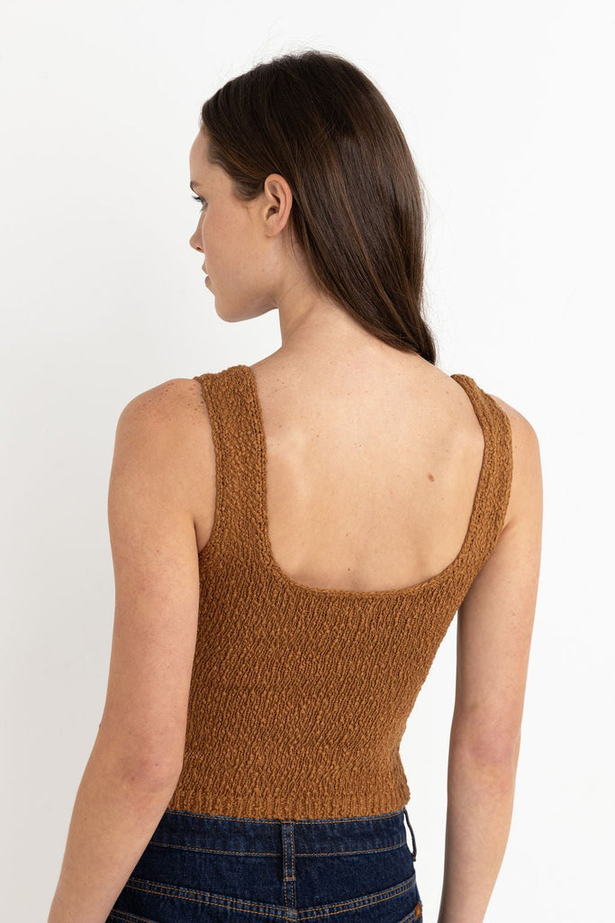 Rhythm Adele Scoop Neck Knit Top in Caramel - Unincorporated