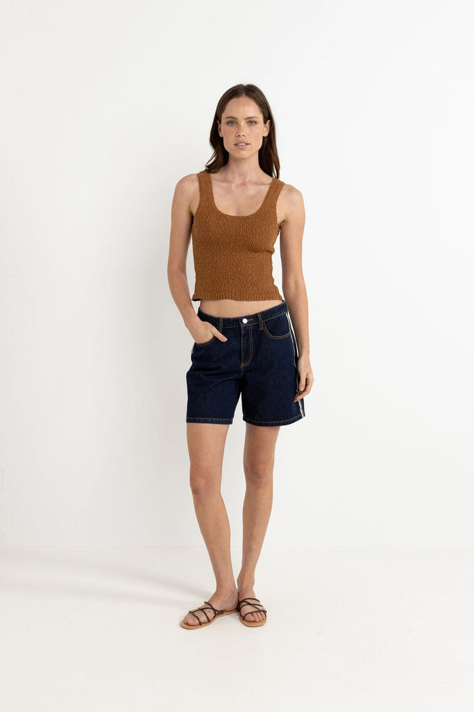 Rhythm Adele Scoop Neck Knit Top in Caramel - Unincorporated