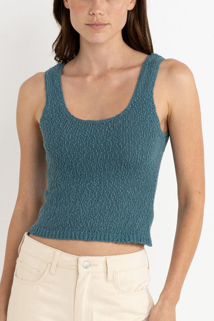 Rhythm Adele Scoop Neck Knit Top in Teal - Unincorporated