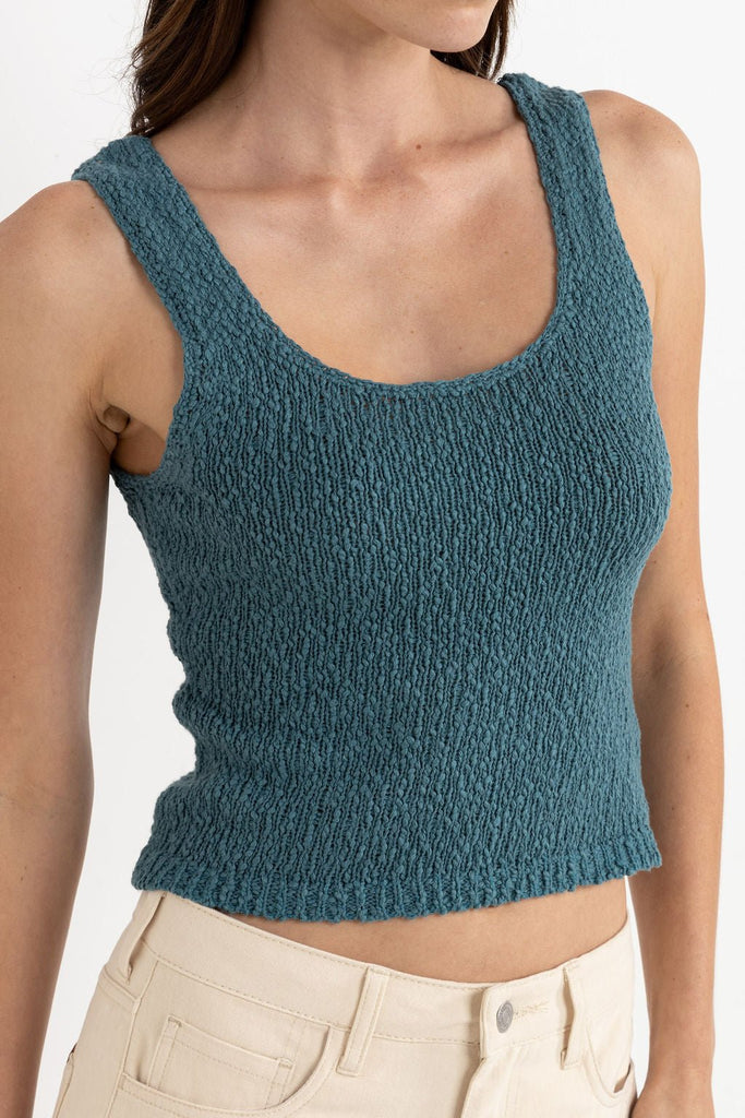 Rhythm Adele Scoop Neck Knit Top in Teal - Unincorporated