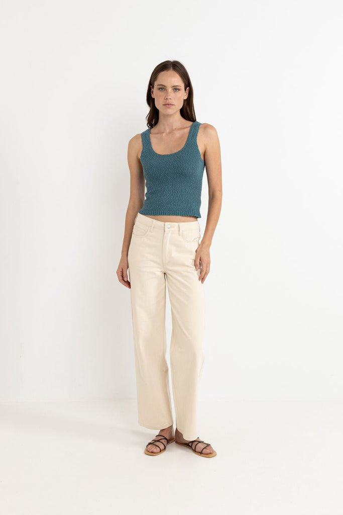 Rhythm Adele Scoop Neck Knit Top in Teal - Unincorporated