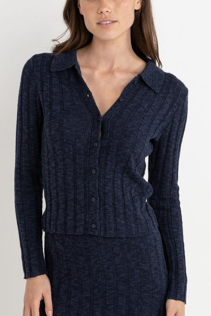 Rhythm Koko Long Sleeve Knit Top in Ink - Unincorporated