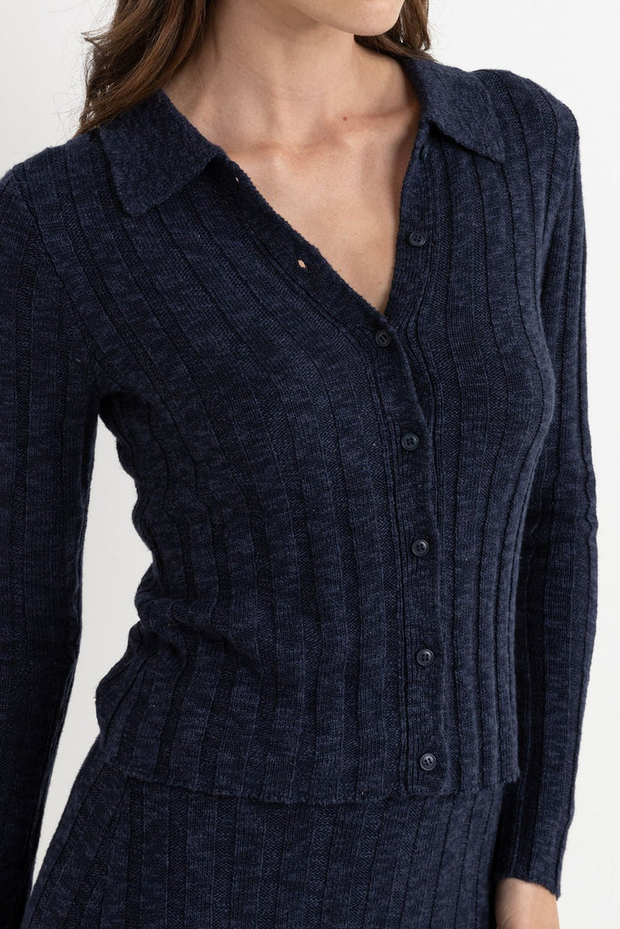 Rhythm Koko Long Sleeve Knit Top in Ink - Unincorporated