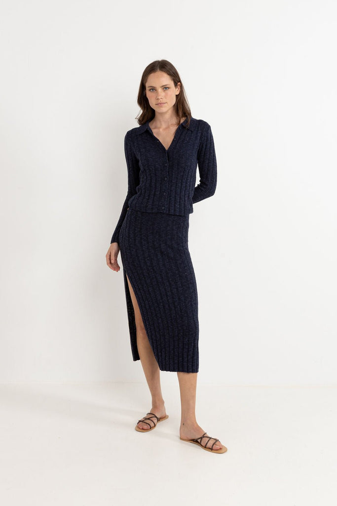 Rhythm Koko Long Sleeve Knit Top in Ink - Unincorporated