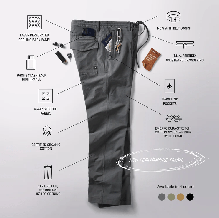 Roark Layover Pro Traveler Pant in Charcoal - Unincorporated