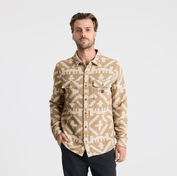 Roark Nordsman Jacquard Overshirt in Light Khaki - Unincorporated