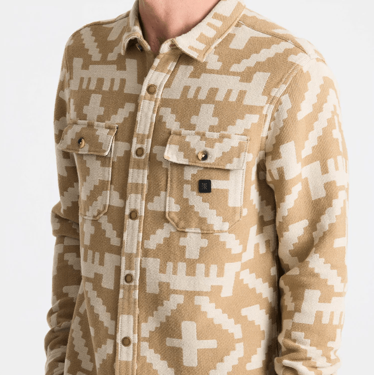 Roark Nordsman Jacquard Overshirt in Light Khaki - Unincorporated