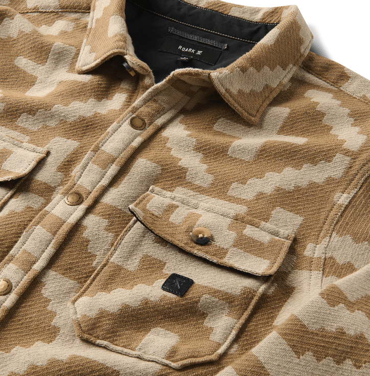 Roark Nordsman Jacquard Overshirt in Light Khaki - Unincorporated