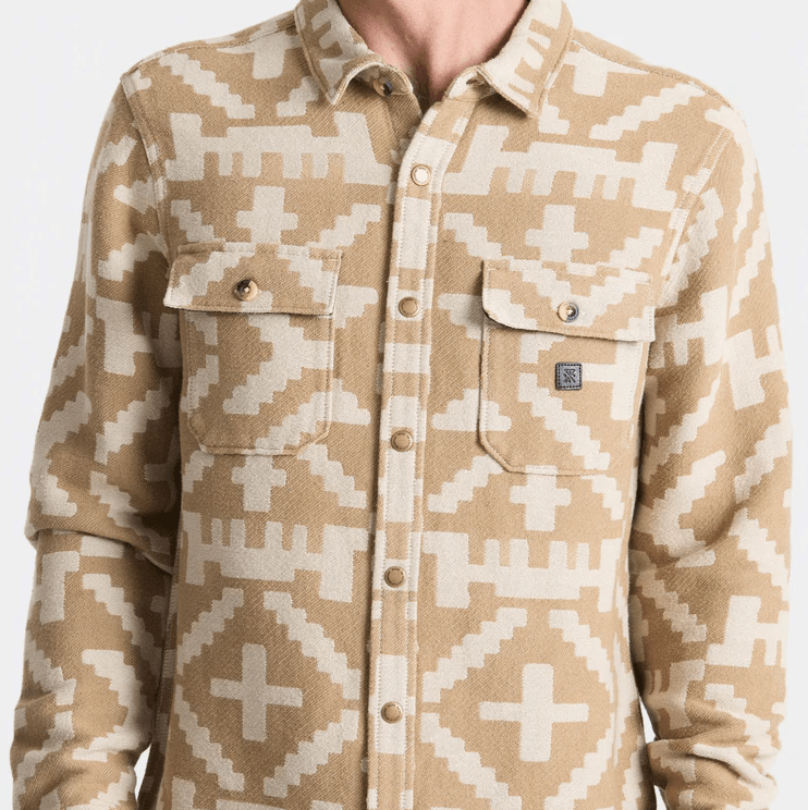 Roark Nordsman Jacquard Overshirt in Light Khaki - Unincorporated