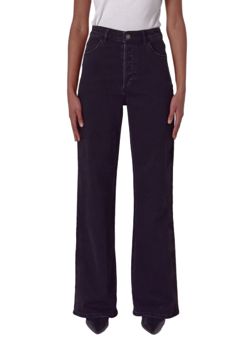 Rollas Sailor Cropped Scoop Jean in Black Sand - Unincorporated