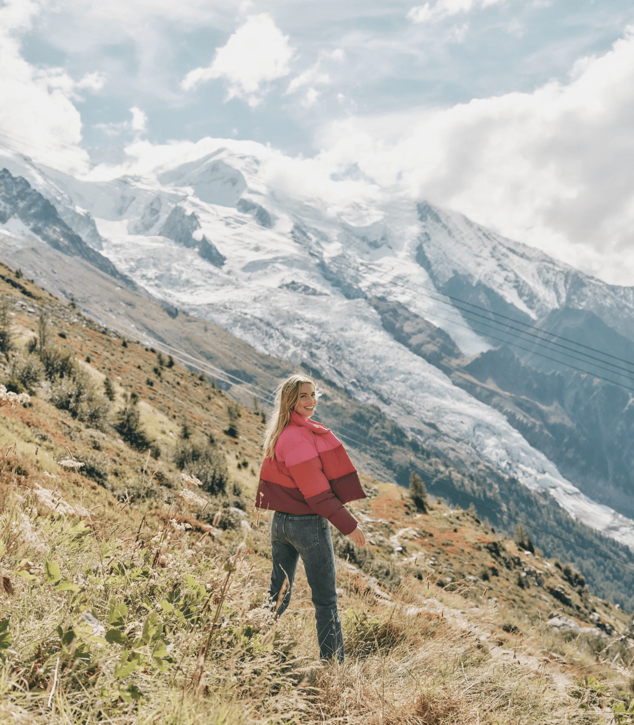Marine Layer Gia Crop Puffer Jacket in Warm Colorblock