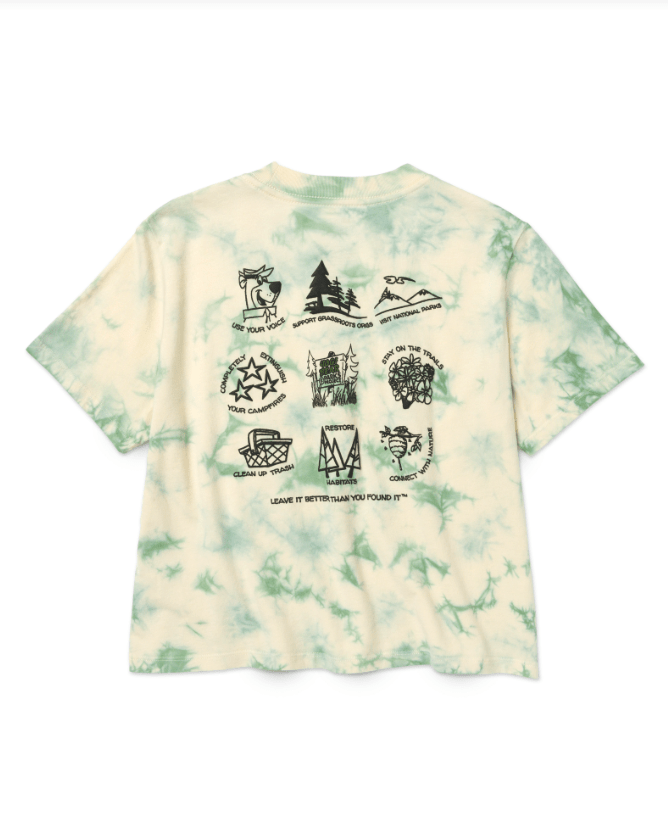 Yogi Bear x Parks Project Leave it Better Boxy Tee in Sage Tie Dye - Unincorporated