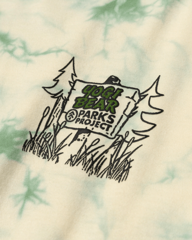 Yogi Bear x Parks Project Leave it Better Boxy Tee in Sage Tie Dye - Unincorporated