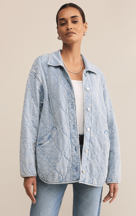 Z Supply Boulder Knit Denim Jacket in Washed Indigo