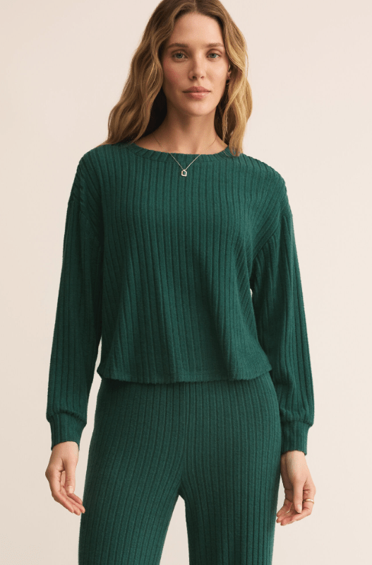 Z Supply Elfie Rib LS Top in Mistletoe - Unincorporated