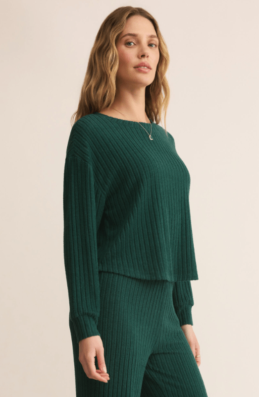 Z Supply Elfie Rib LS Top in Mistletoe - Unincorporated