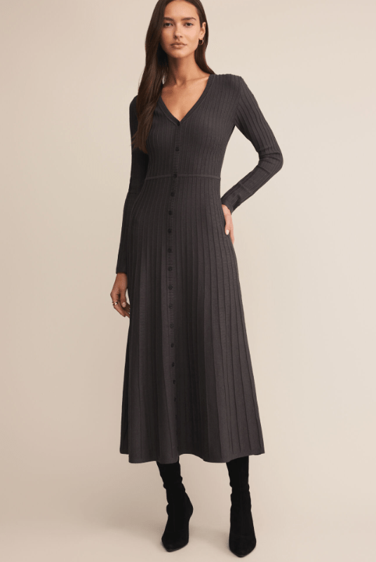 Z Supply Jasper Midi Sweater Dress in Charcoal Heather - Unincorporated