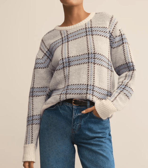 Z Supply Junction Plaid Sweater in Natural - Unincorporated