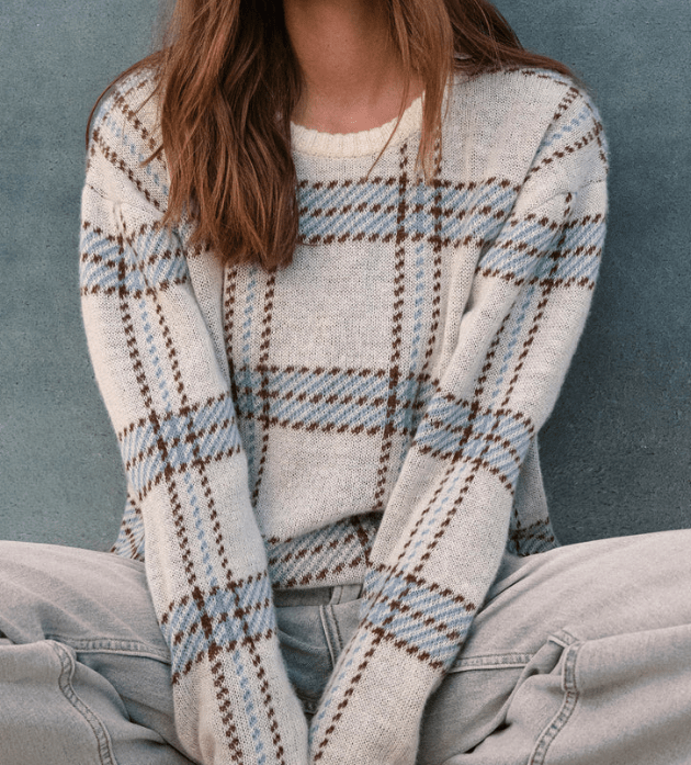 Z Supply Junction Plaid Sweater in Natural - Unincorporated