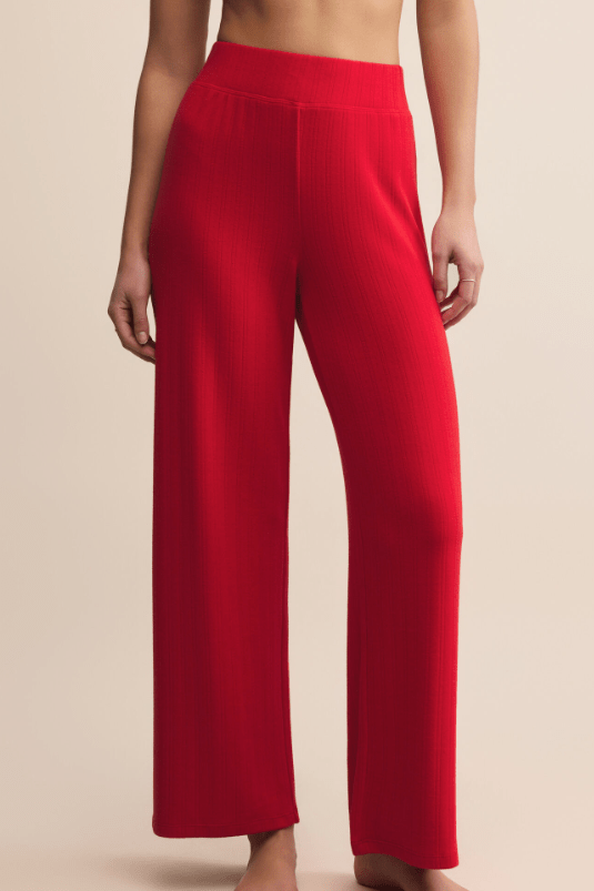 Z Supply Luxe Pointelle Pant in Festive Red - Unincorporated