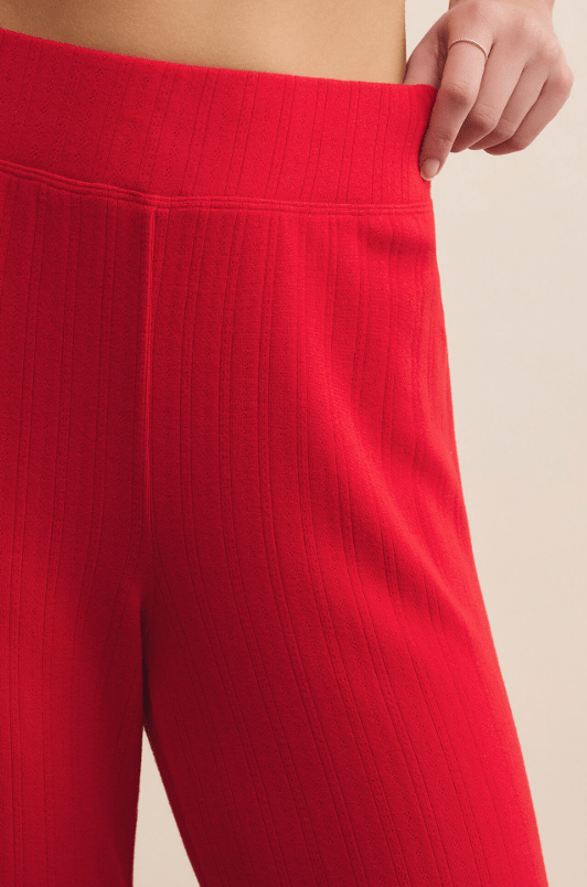 Z Supply Luxe Pointelle Pant in Festive Red - Unincorporated