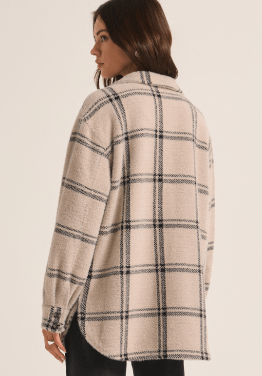 Z Supply Plaid Tucker Jacket in Crystal Grey - Unincorporated
