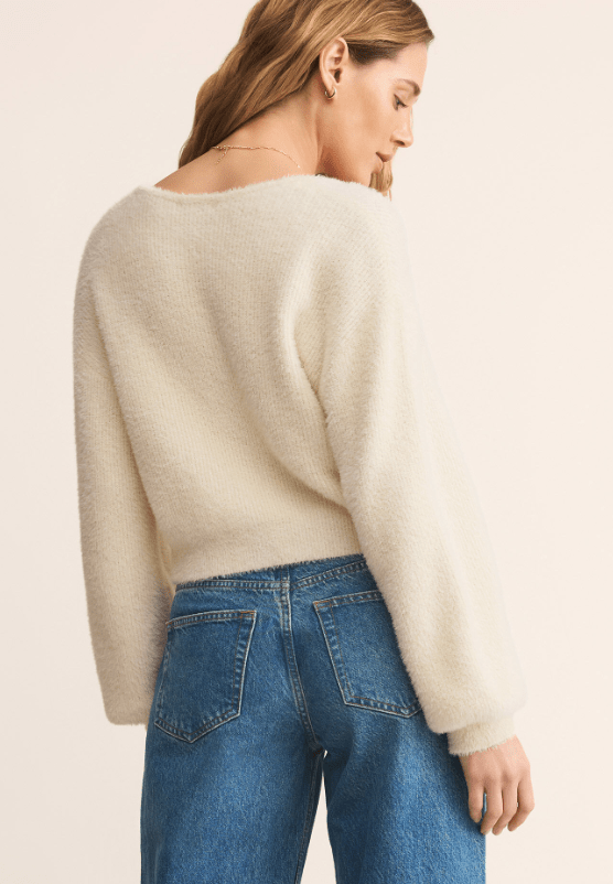 Z Supply Sadira Fluffy Crop Cardigan in Warm White - Unincorporated